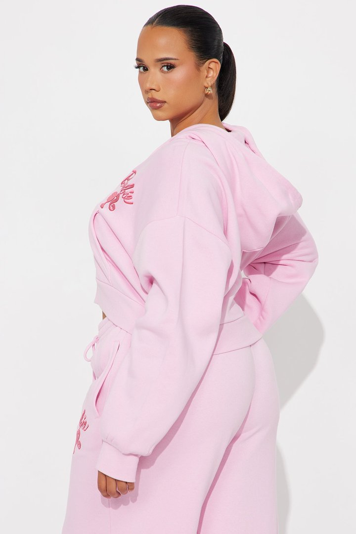 I Feel Fantastic Barbie Fleece Hoodie - Light Pink