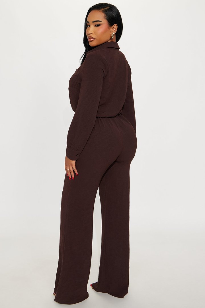 Myra Belted Jumpsuit - Chocolate