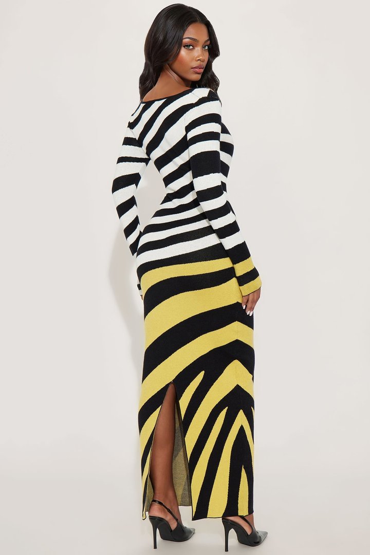 Montoya Striped Sweater Maxi Dress - Black/combo