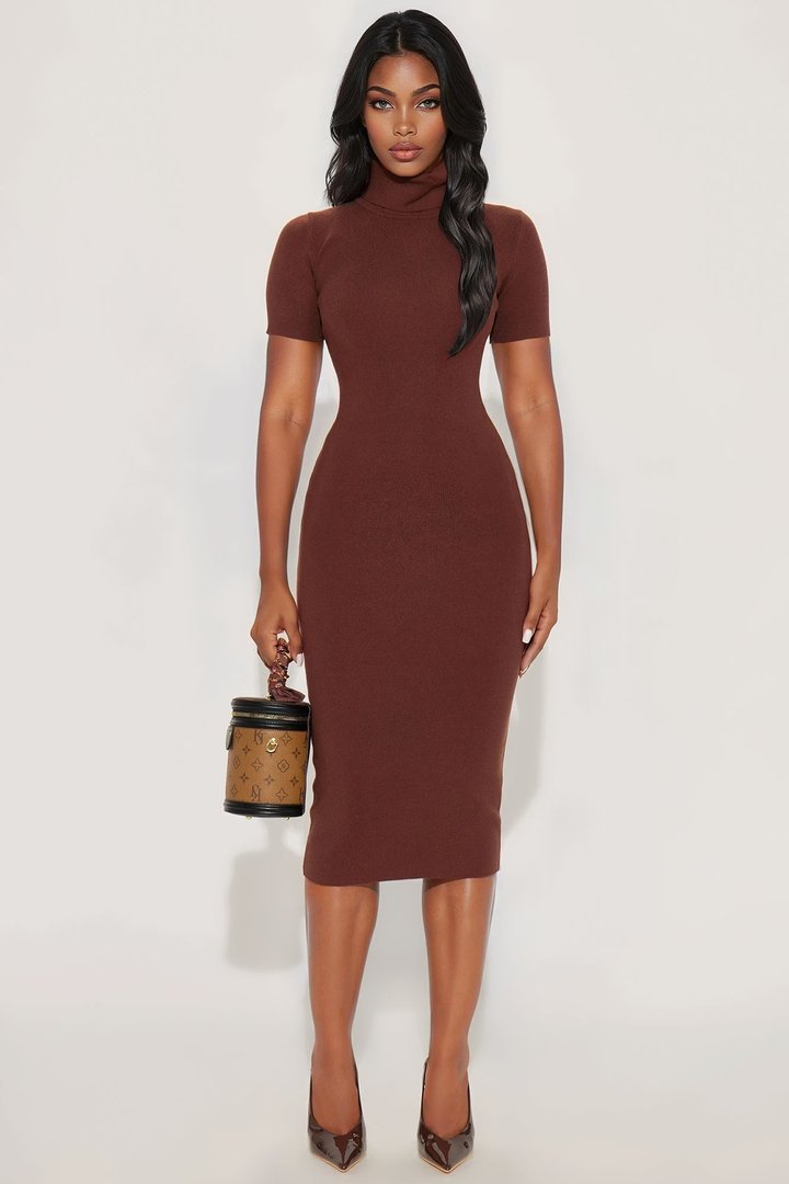 On Read Sweater Midi Dress - Chocolate