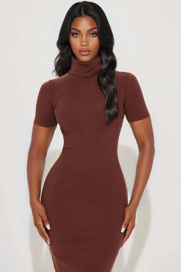 On Read Sweater Midi Dress - Chocolate