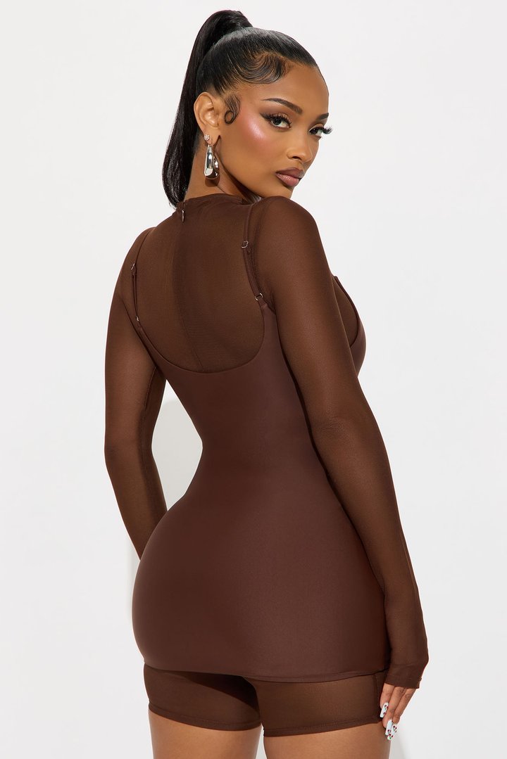 Anya Form 2 Piece Double Lined Mini Dress - Chocolate