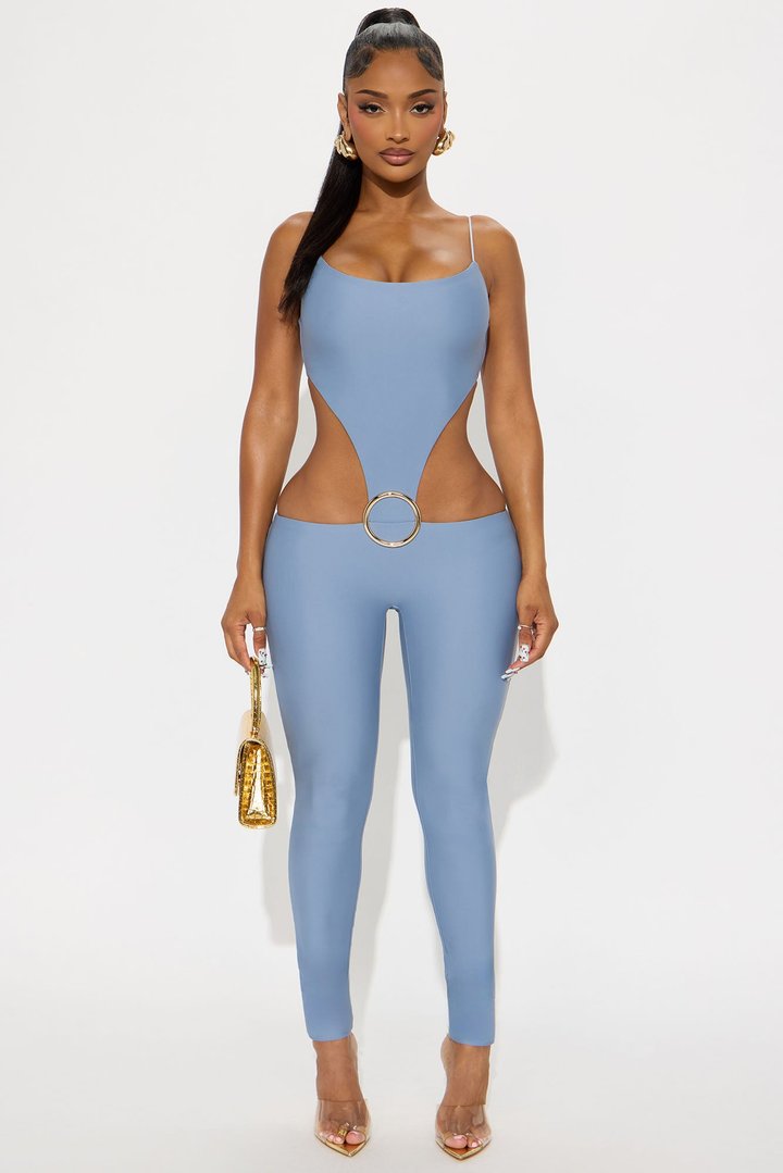 Maren Form Double Lined Jumpsuit - Dusty Blue