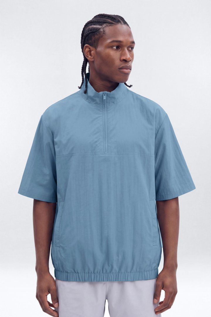 CoreNylon Short Sleeve Quarter Zip Jacket Top - Soft Indigo