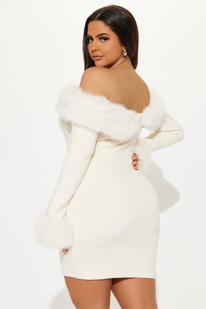 So Purrfect Sweater Mini Dress - Ivory