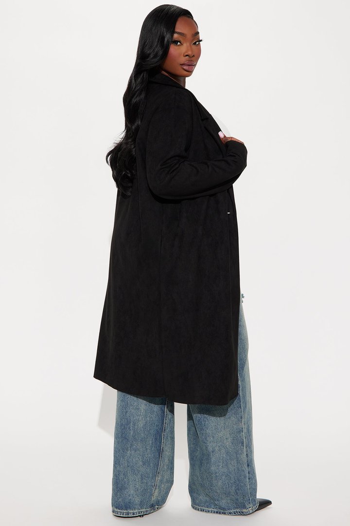 Taylor Faux Suede Trench - Black