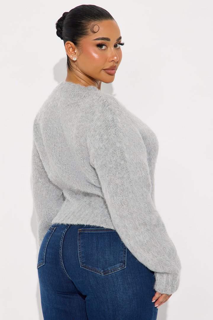Stepping Out Fuzzy Sweater - Grey