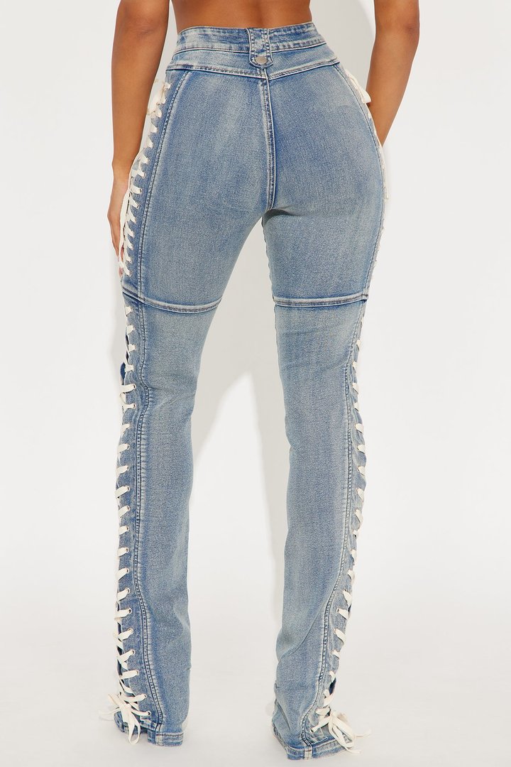 Tall Jaw Dropper Stretch Lace Up Bootcut Jeans - Medium Wash