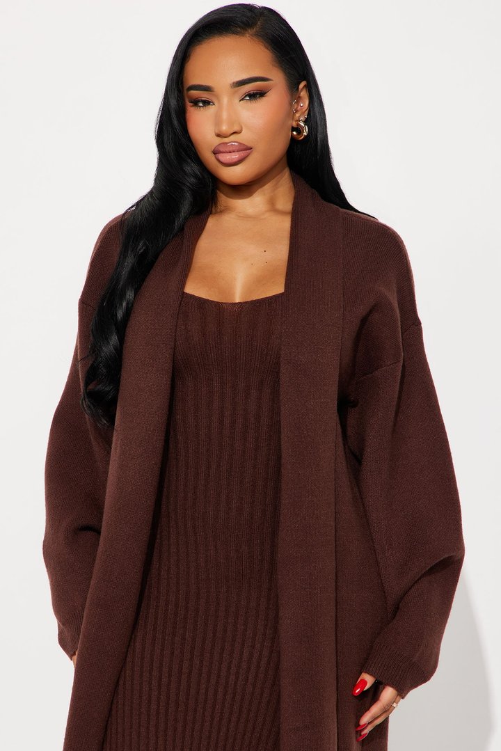 Local Love Sweater Maxi Dress Set - Chocolate