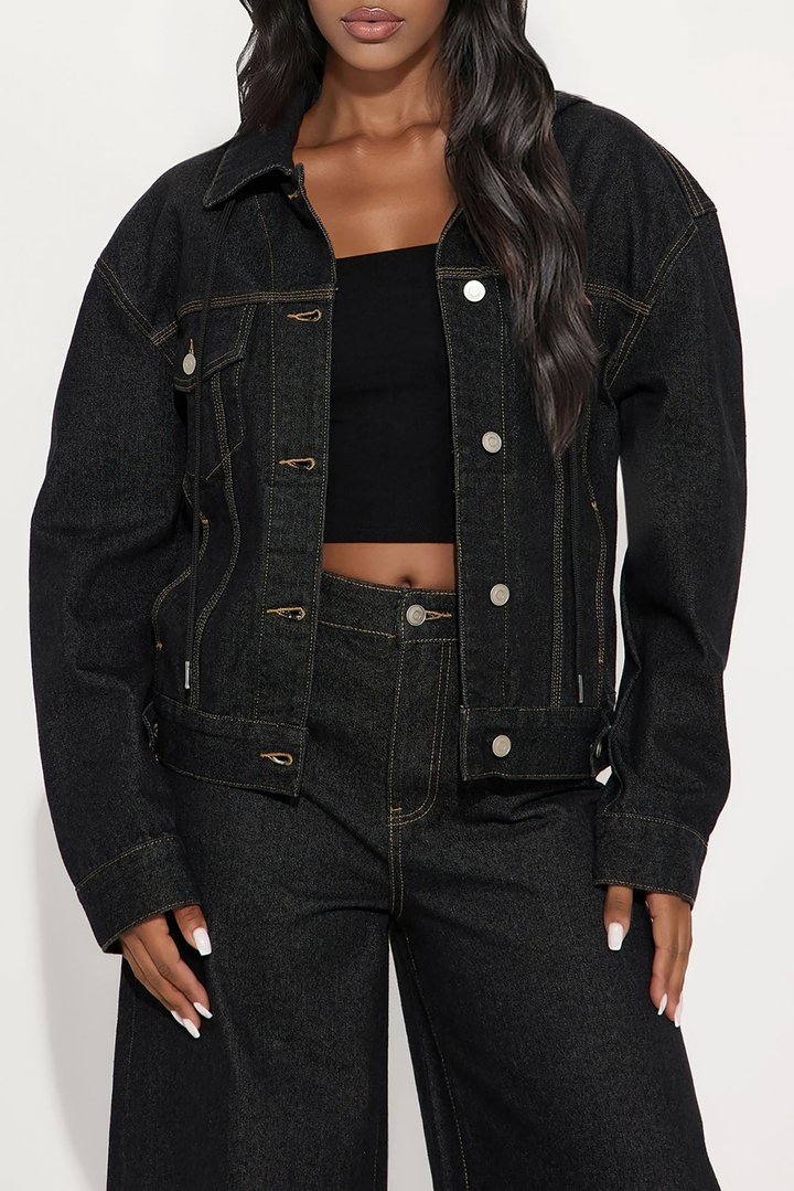 Sooner Or Later Hooded Trucker Jacket - Dark Denim
