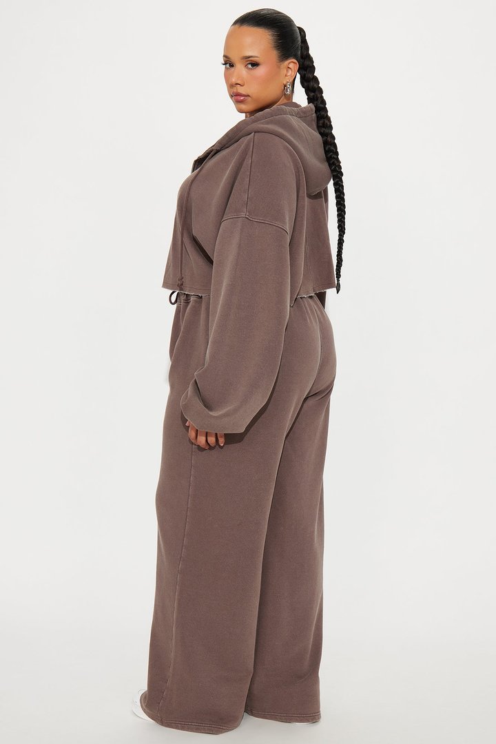 On The Go Fleece Pant Set - Chocolate