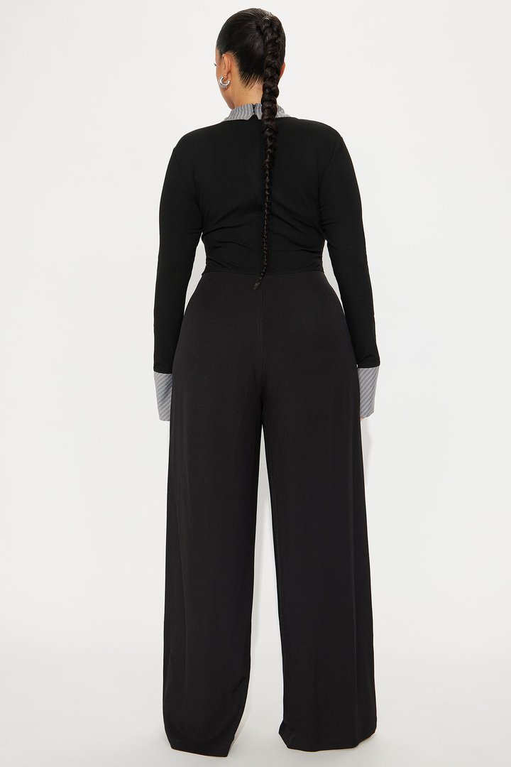 Lorena Wide Leg Jumpsuit - Grey/combo