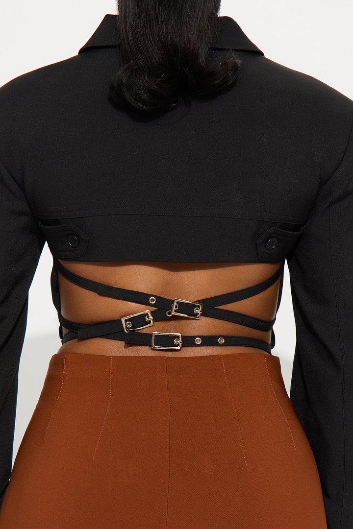 After Hours Shoulder Pads Corset Top - Black