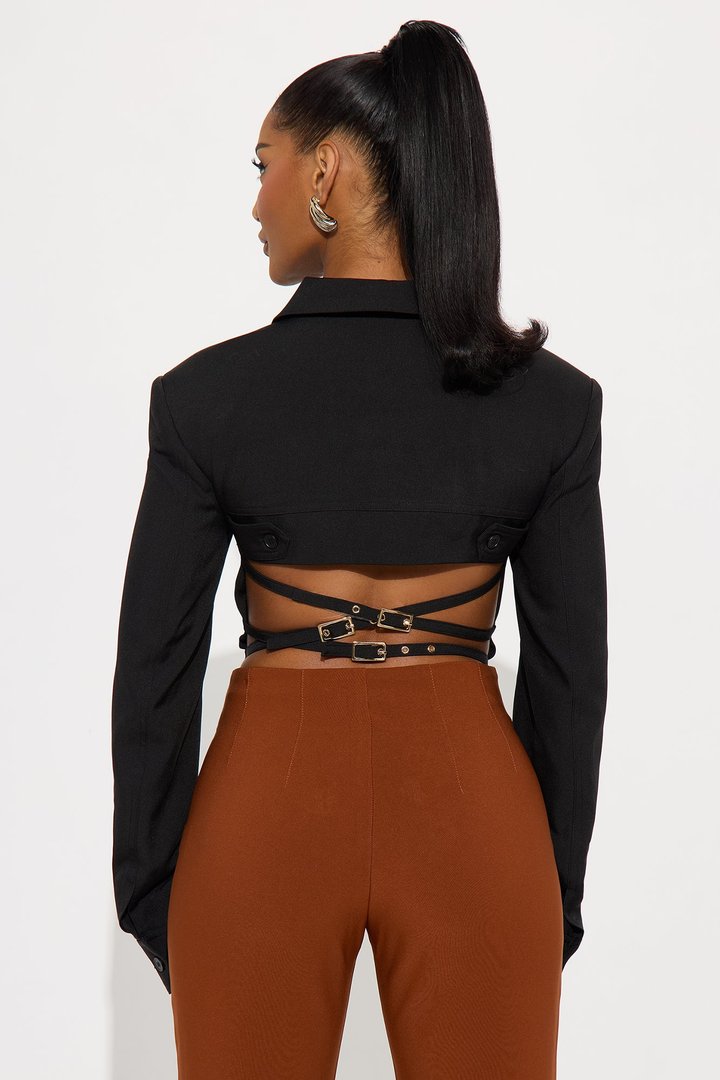 After Hours Shoulder Pads Corset Top - Black