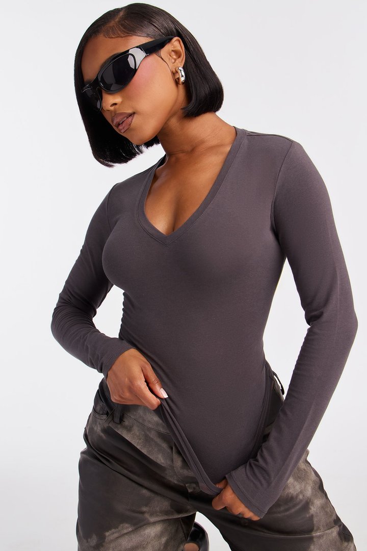 Nara Long Sleeve Top - Dark Grey