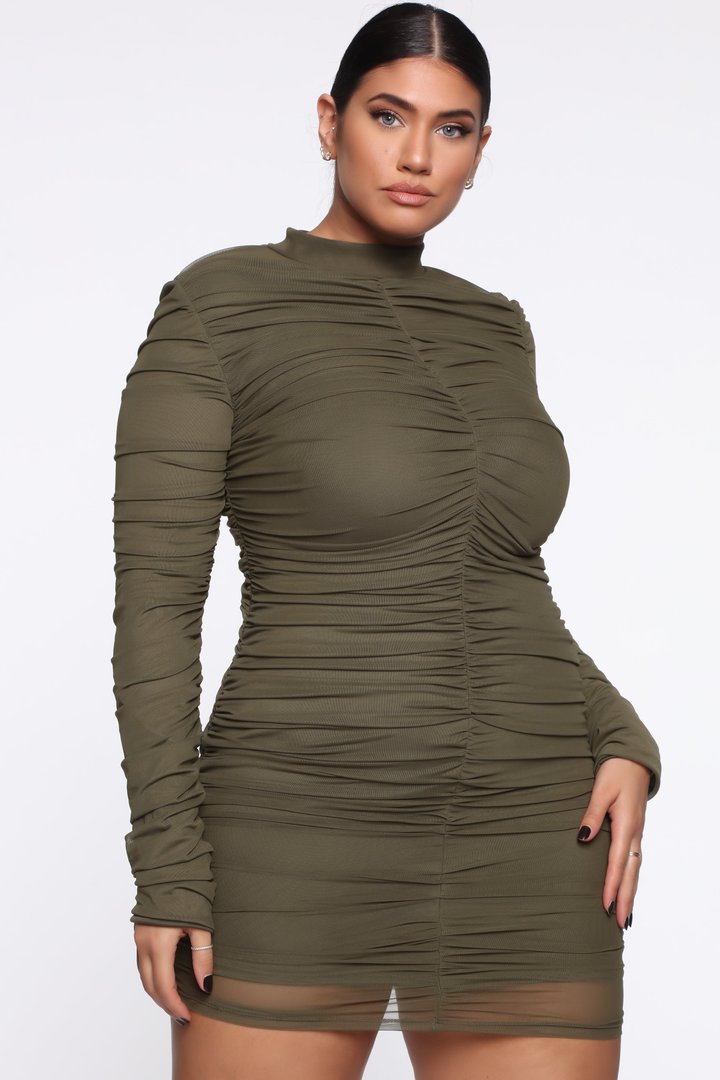 Paparazzi Ruched Dress - Olive