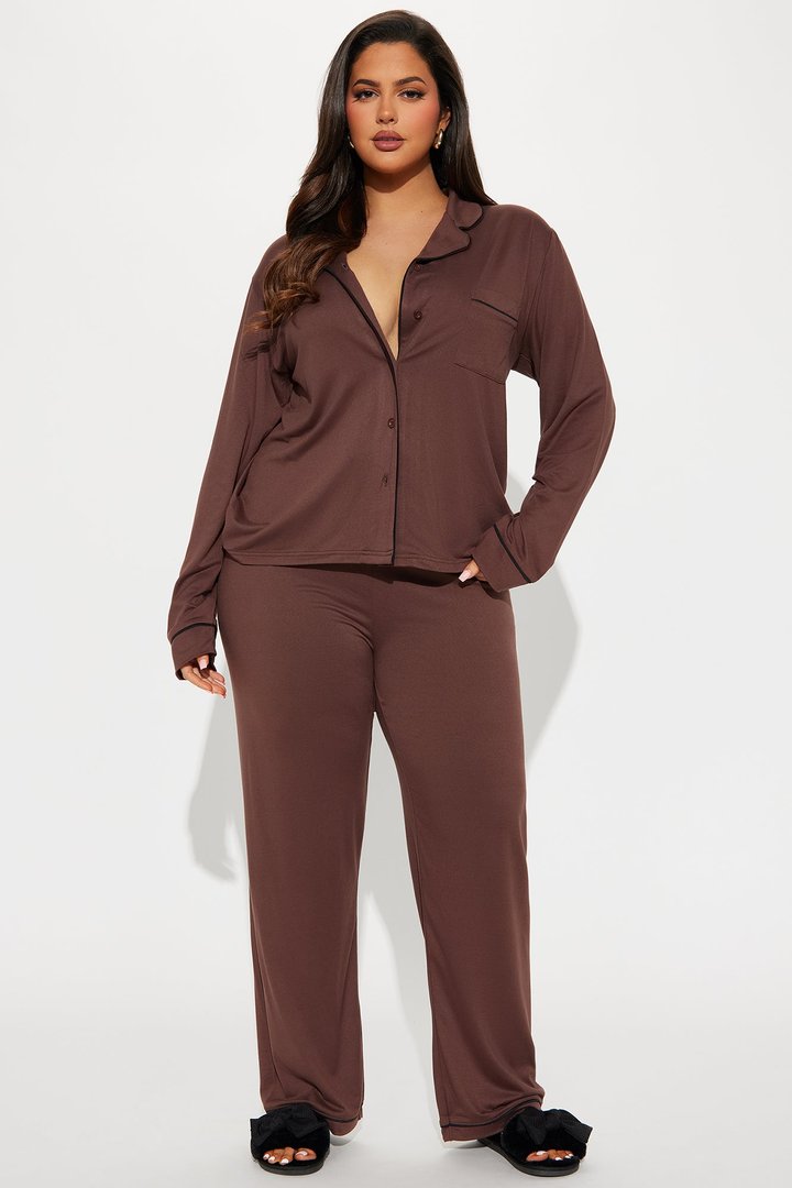 In The Morning PJ Pant Set - Chocolate