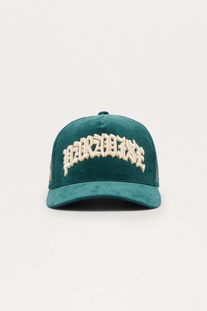 Paradise Structured Corduroy Snapback Hat - Green