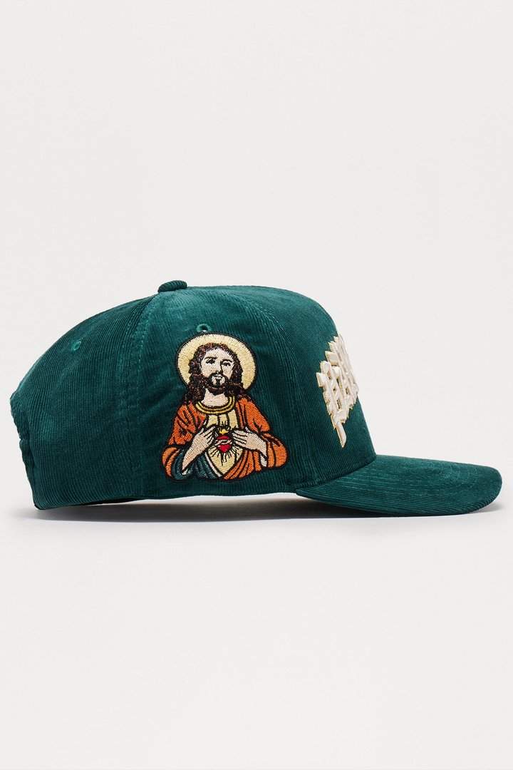 Paradise Structured Corduroy Snapback Hat - Green