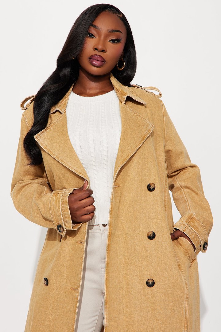 Take You There Denim Trench - Khaki