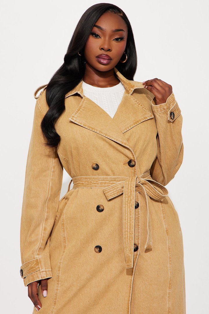 Take You There Denim Trench - Khaki