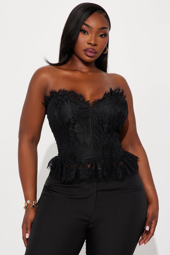 Heartfelt Desire Lace Corset Top - Black