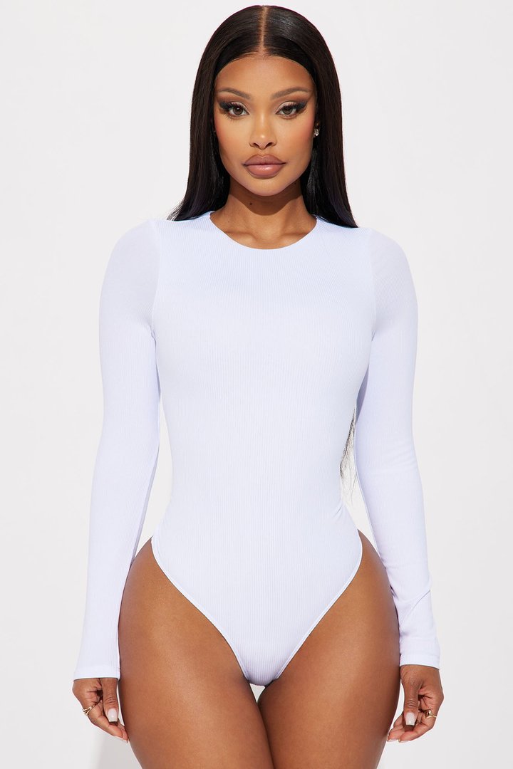 Becky Ribbed Bodysuit - White