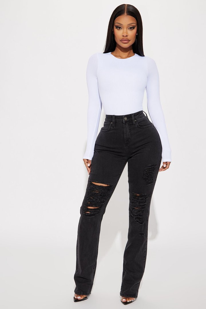Becky Ribbed Bodysuit - White