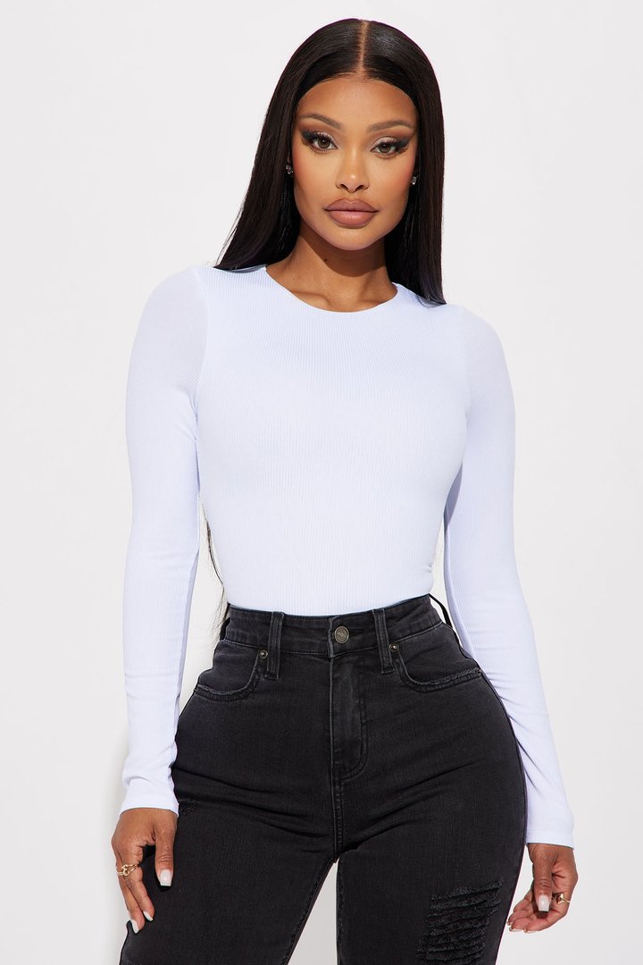 Becky Ribbed Bodysuit - White