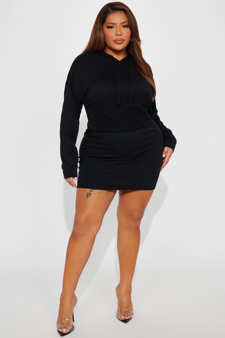 Miranda Sweatshirt Dress - Black