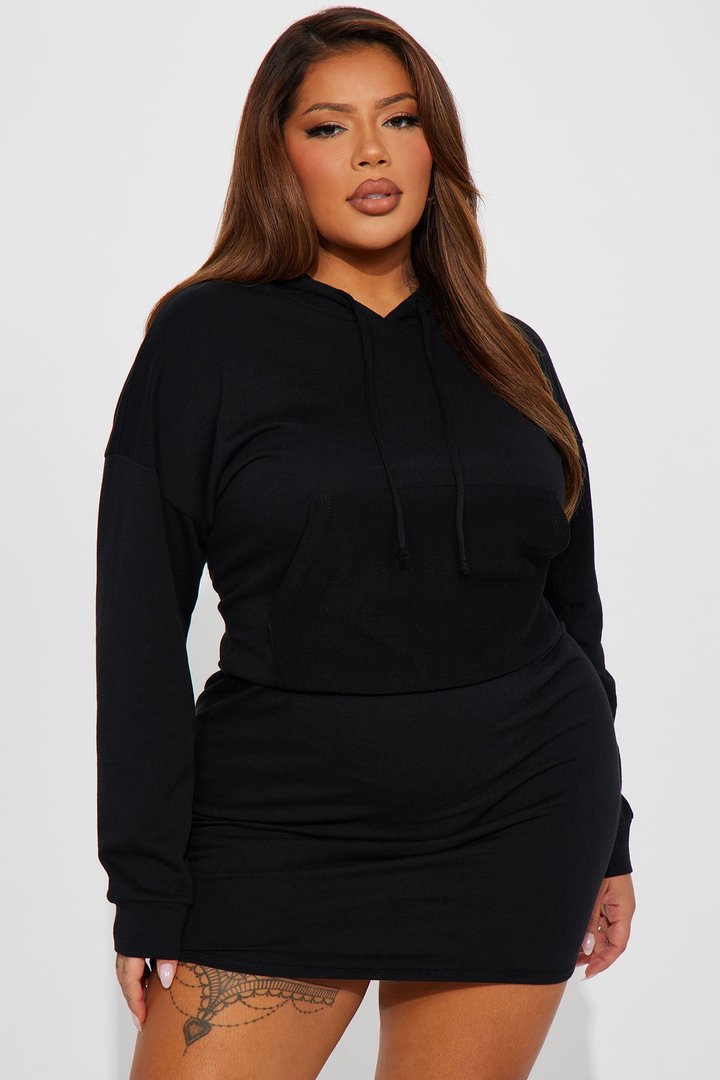 Miranda Sweatshirt Dress - Black