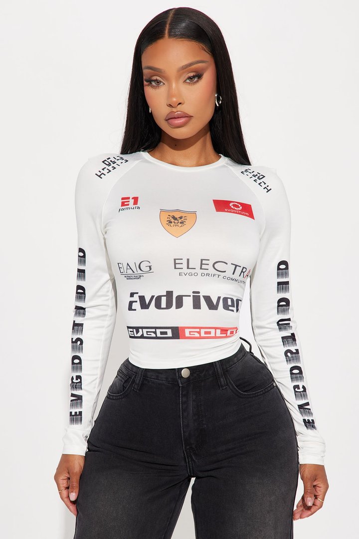 Speed Racer Long Sleeve Top - White