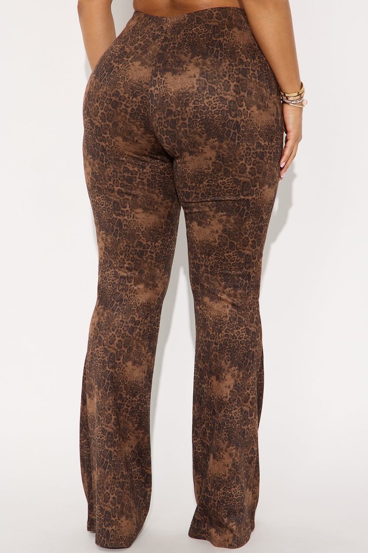 Kiki Faux Suede Leopard Flare Pant 33″ - Leopard