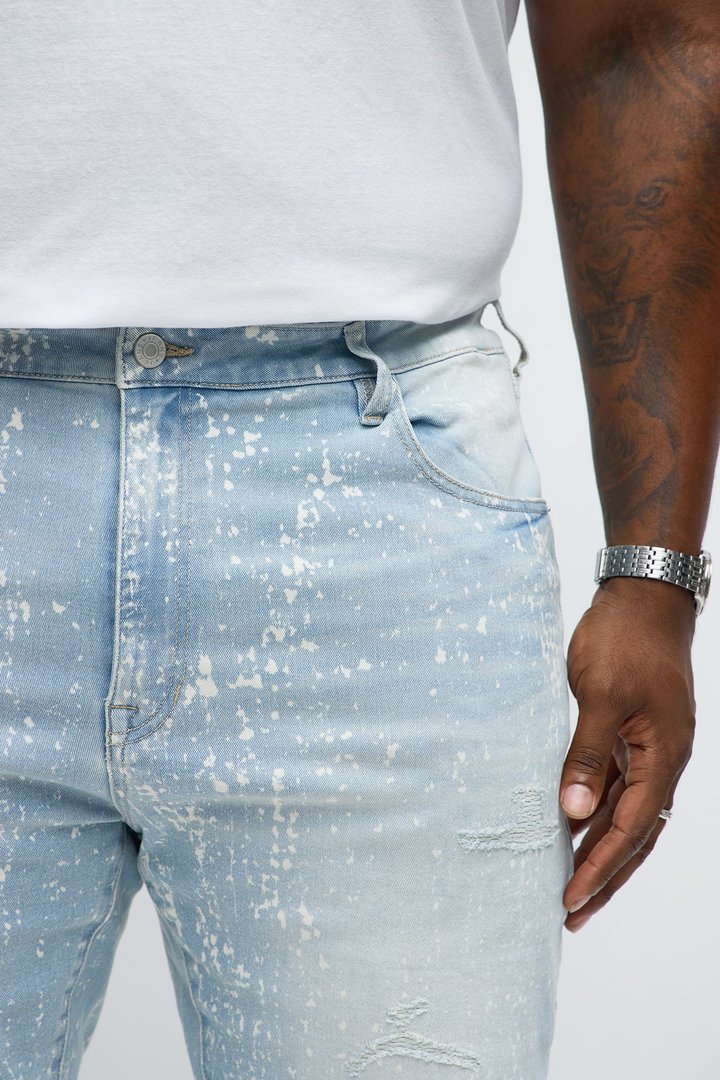 Stacked Skinny Flare Bleach Croc Jean - Light Wash