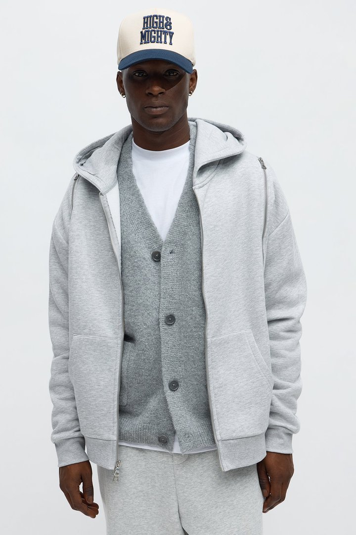Tayson Stay Away Zip Up Hoodie - Heather Grey