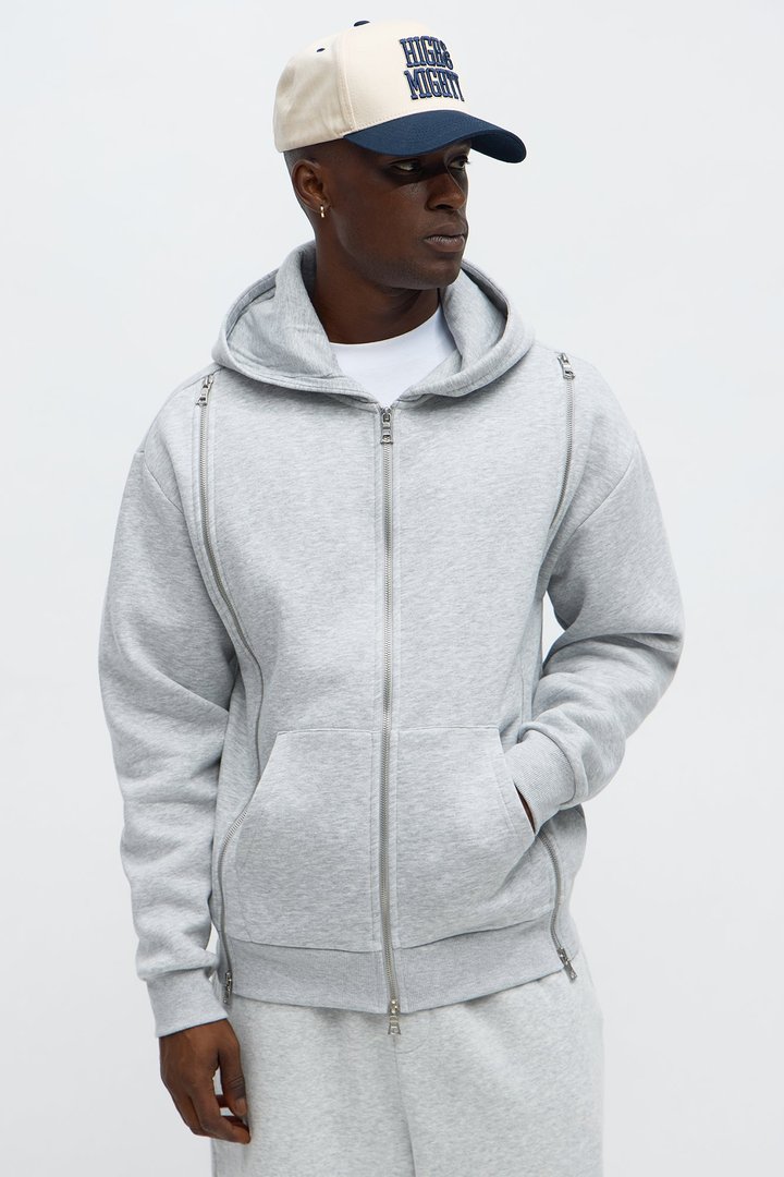 Tayson Stay Away Zip Up Hoodie - Heather Grey