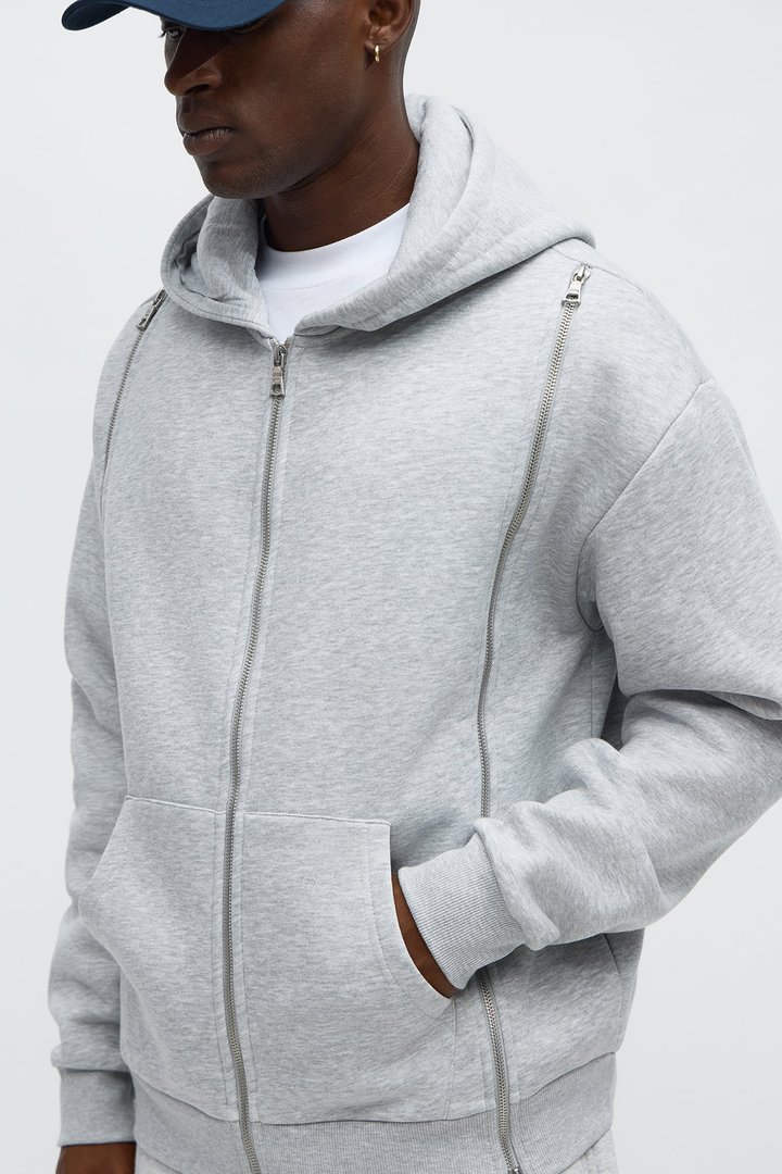 Tayson Stay Away Zip Up Hoodie - Heather Grey