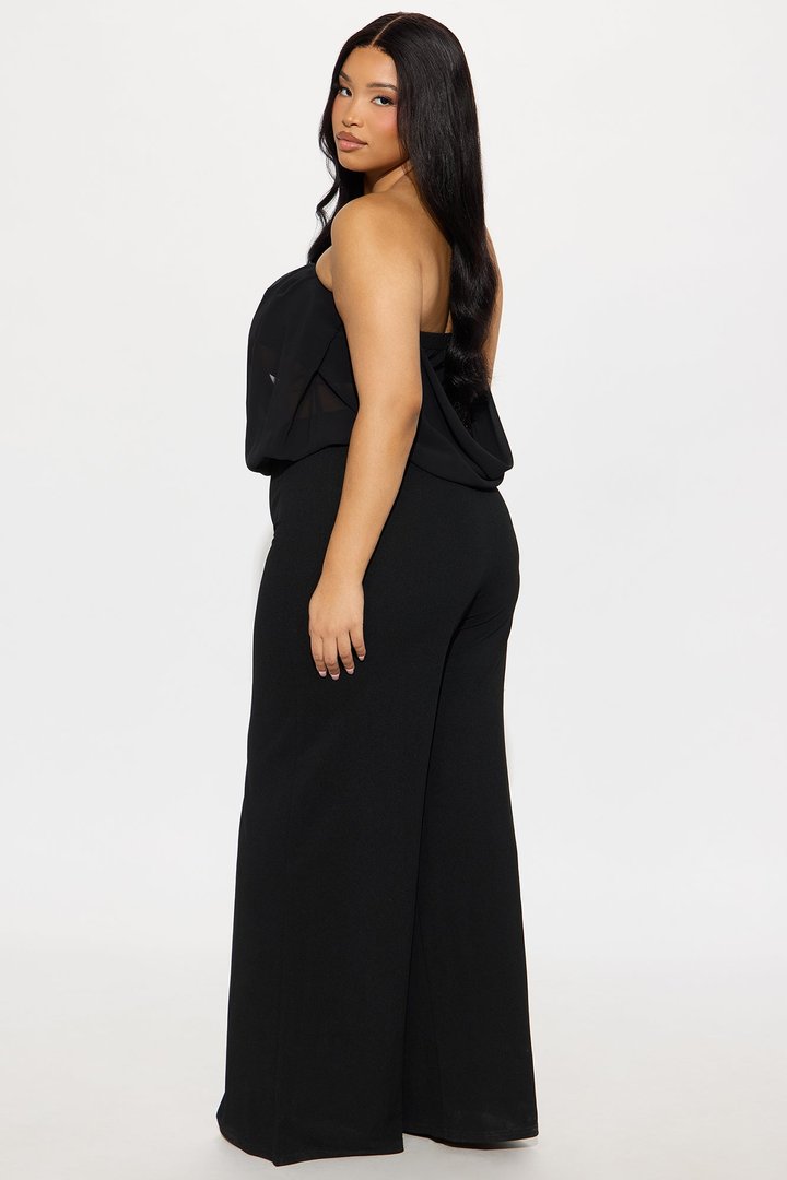 Roxana Cowl Neck Wide Leg Jumpsuit - Black