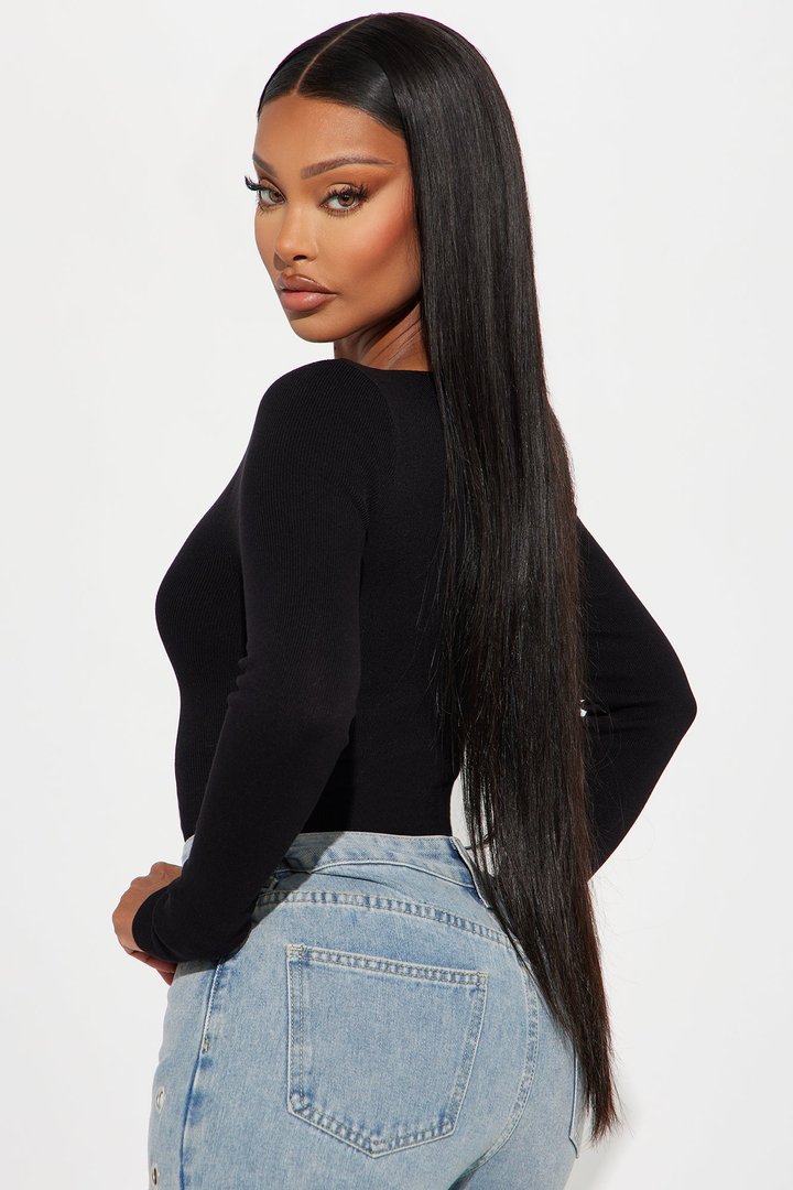 Jessi Cut Out Sweater Bodysuit - Black