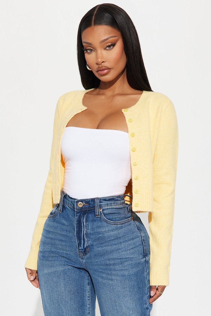 Sweet Sensation Cropped Cardigan - Yellow