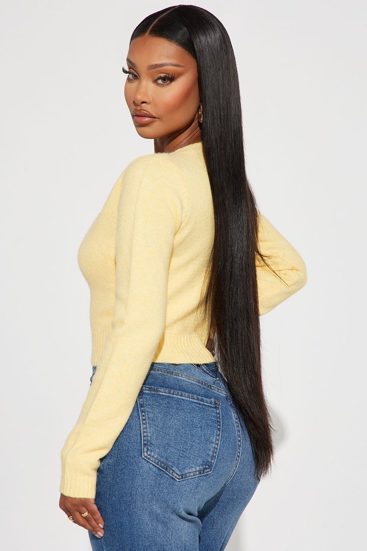 Sweet Sensation Cropped Cardigan - Yellow