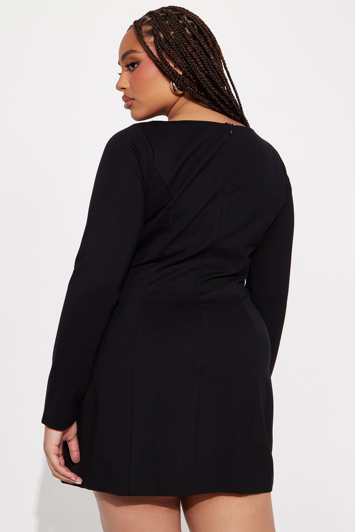 Dressed In Confidence Long Sleeve Mini Dress - Black