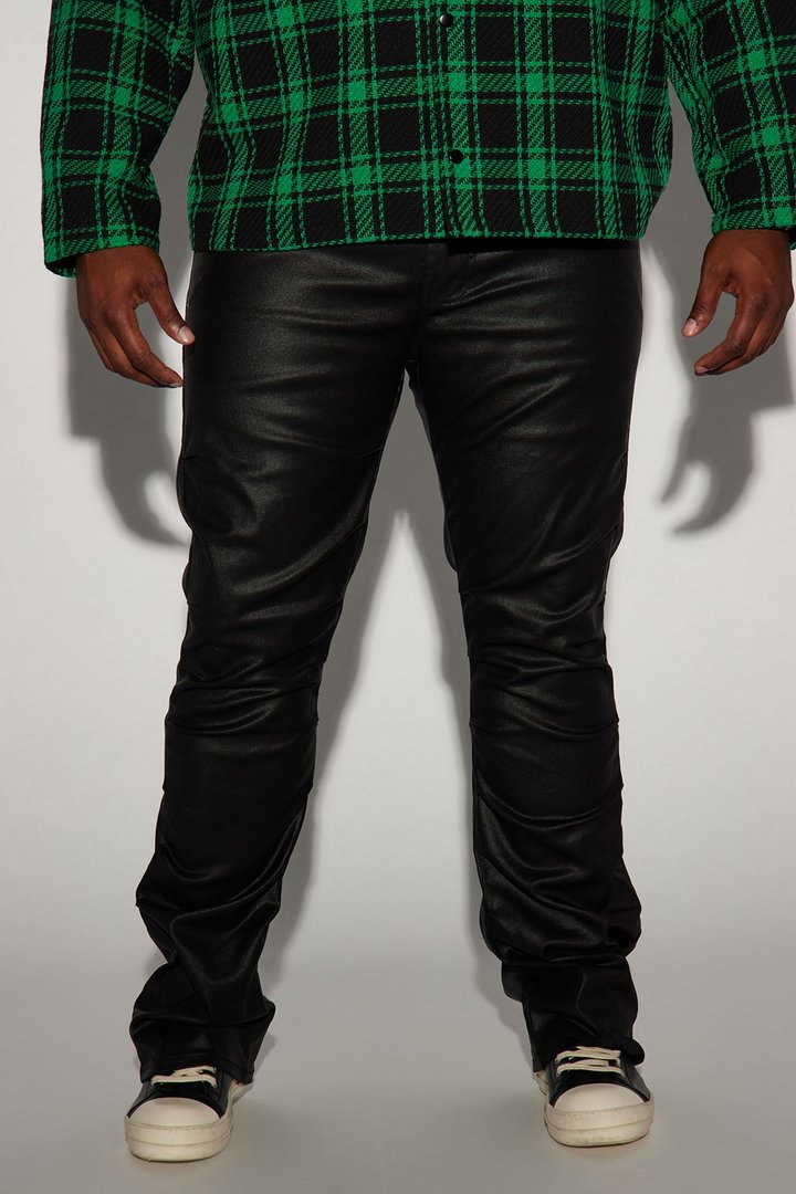 Live Wire Waxed Pleat Skinny Flare Pants - Black