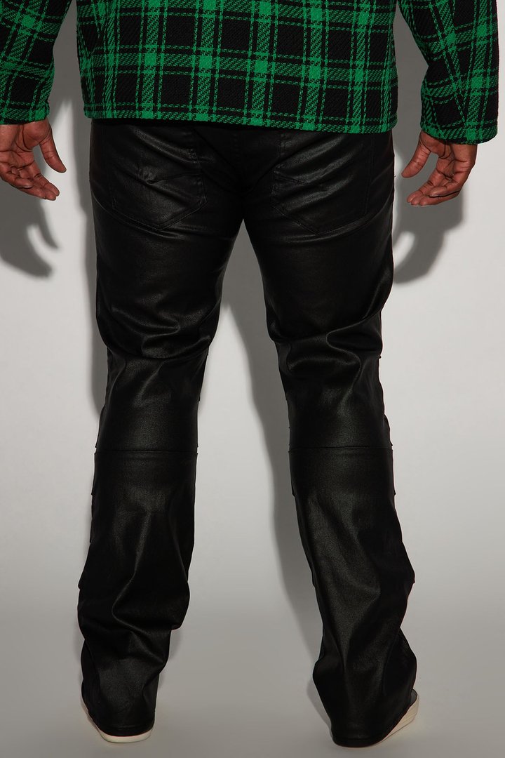 Live Wire Waxed Pleat Skinny Flare Pants - Black