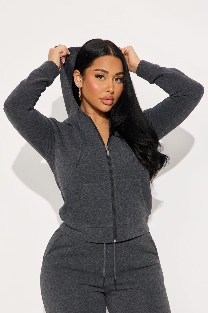 Candice Zip Up Hoodie - Charcoal