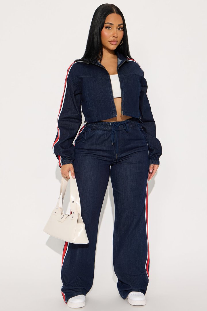 Set The Pace Pant Set - Dark Wash