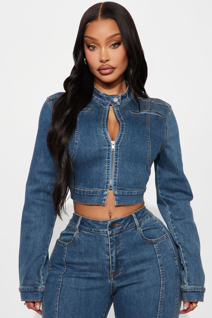 Downtown Days Denim Pant Set - Medium Wash
