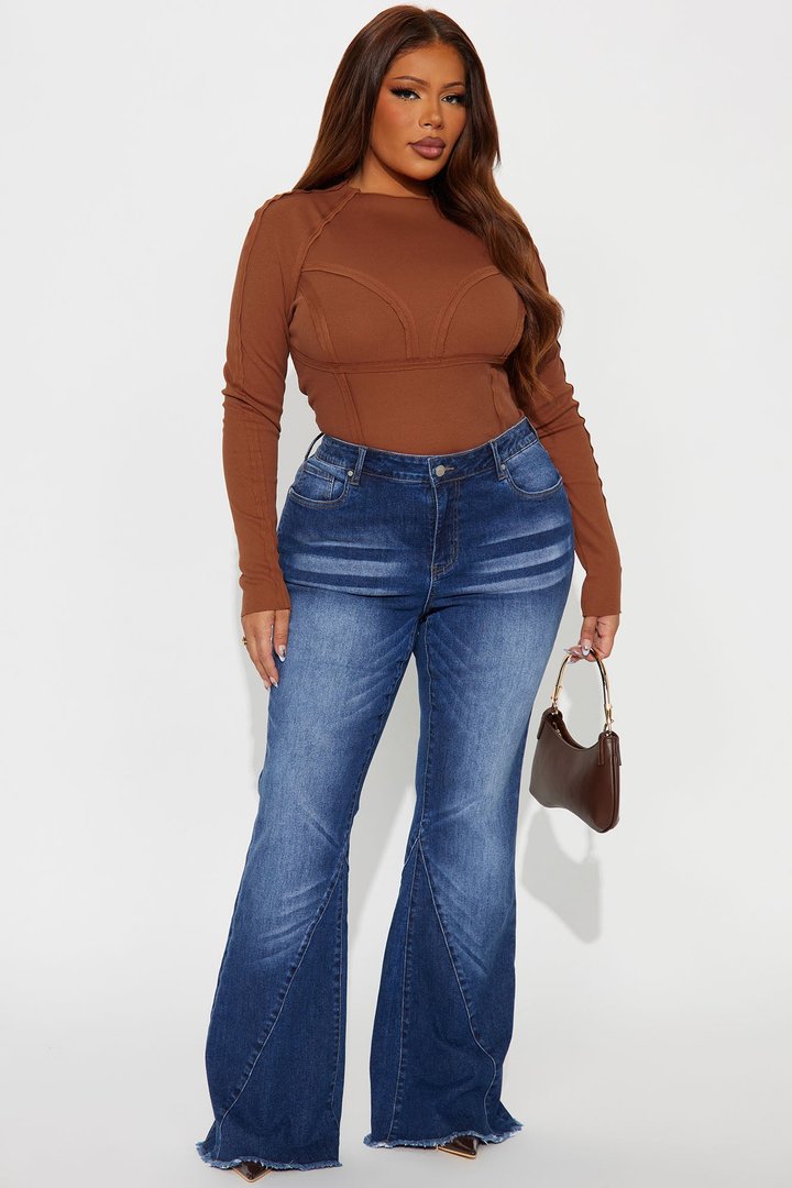 Camdyn Long Sleeve Ribbed Top - Coco