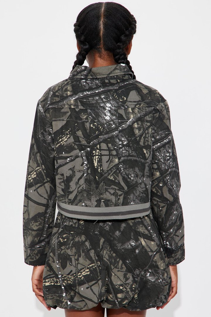 Mini Printed Bomber Jacket - Black/combo