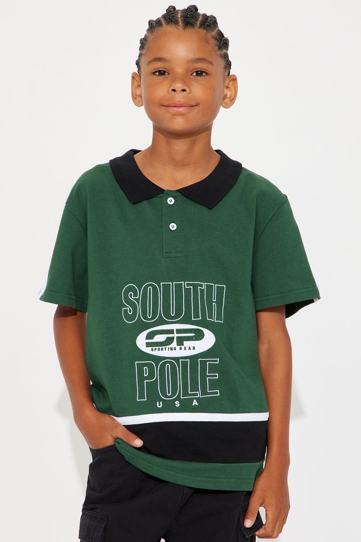 Mini Southpole Relaxed Fit Collared Graphic Shirt - Olive